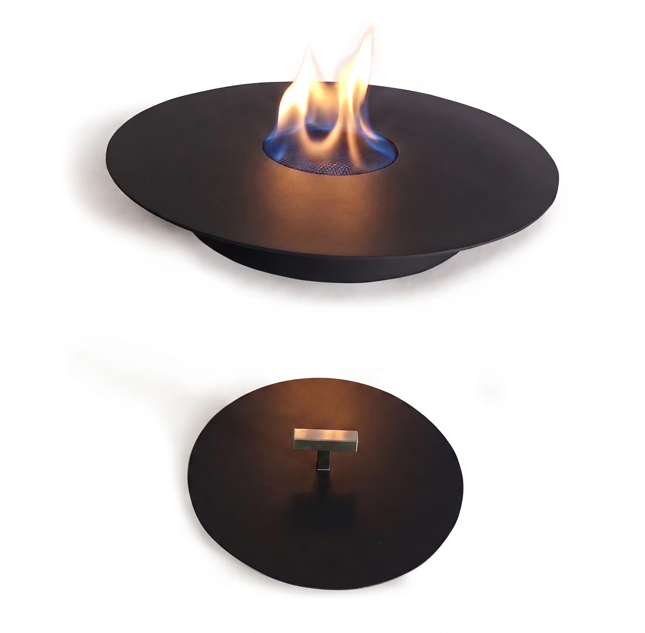 Circular negro con fuego