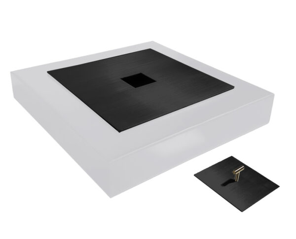 Quemador Cuadrado con Base Negro Mate 20×20 cm